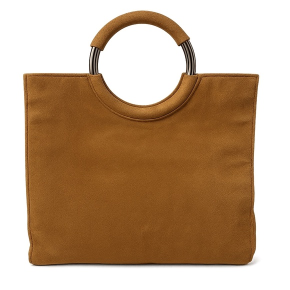 Nordstrom Handbags - Vintage Nordstrom Faux Suede Circle Handle Clutch Purse Retro Lining